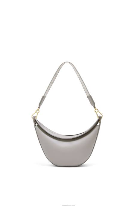 Loewe mujer Bolso luna pequeño de piel de becerro satinada y jacquard LP64476 Perla gris
