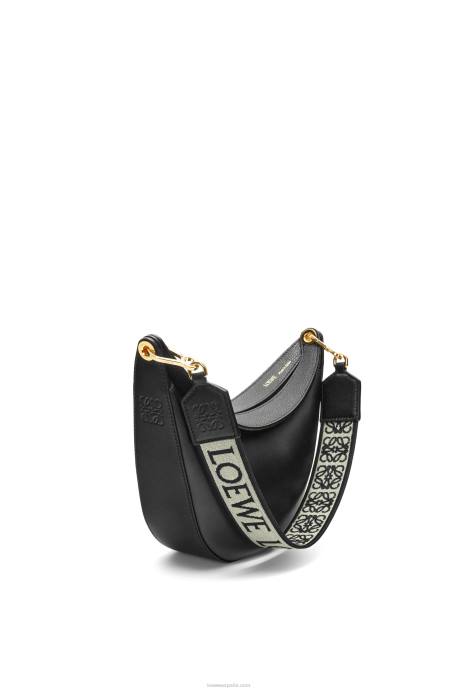 Loewe mujer Bolso luna pequeño de piel de becerro satinada y jacquard LP64484 negro