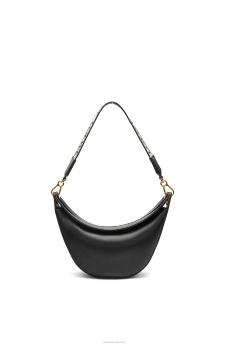 Loewe mujer Bolso luna pequeño de piel de becerro satinada y jacquard LP64484 negro