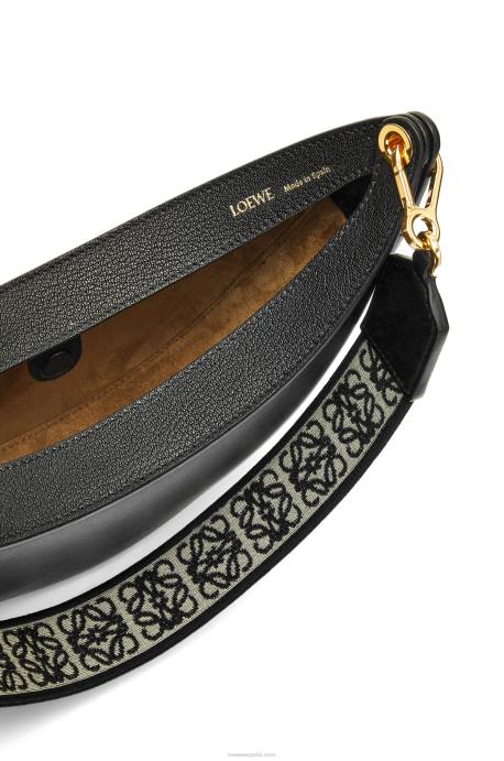 Loewe mujer Bolso luna pequeño de piel de becerro satinada y jacquard LP64484 negro