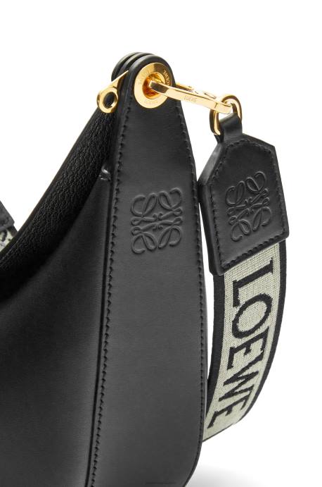 Loewe mujer Bolso luna pequeño de piel de becerro satinada y jacquard LP64484 negro