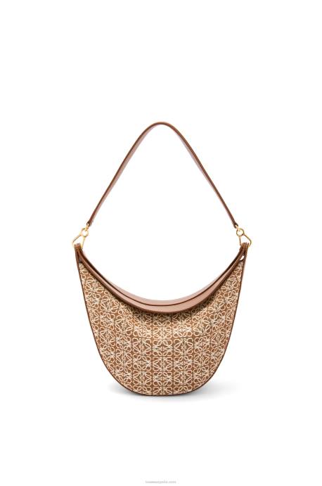 Loewe mujer bolso luna de jacquard anagrama y piel de becerro clásica LP64512 bronceado/pacana