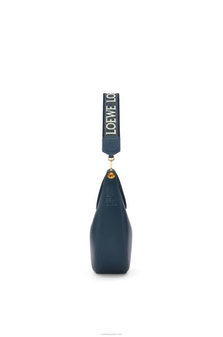 Loewe mujer bolso luna de piel de becerro satinada y jacquard LP64483 azul ónix