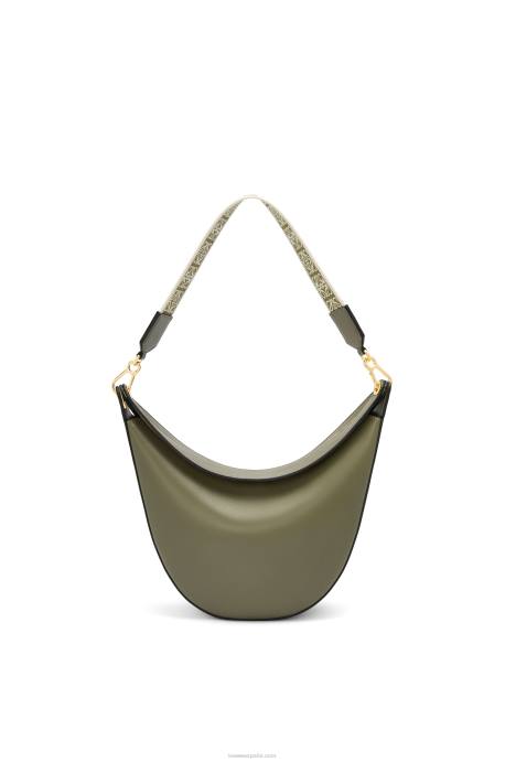 Loewe mujer bolso luna de piel de becerro satinada y jacquard LP64511 aguacate verde