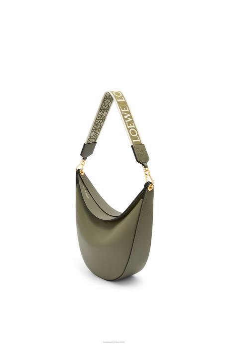 Loewe mujer bolso luna de piel de becerro satinada y jacquard LP64511 aguacate verde