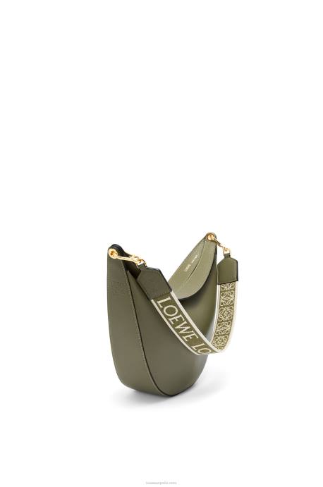 Loewe mujer bolso luna de piel de becerro satinada y jacquard LP64511 aguacate verde