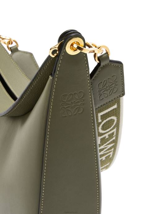 Loewe mujer bolso luna de piel de becerro satinada y jacquard LP64511 aguacate verde