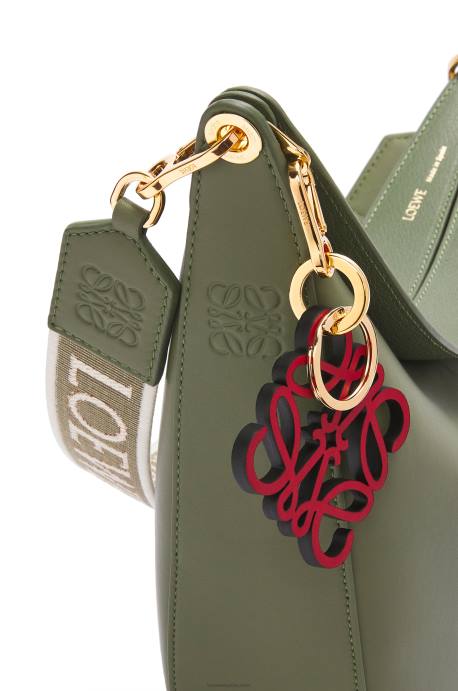 Loewe mujer bolso luna de piel de becerro satinada y jacquard LP64511 aguacate verde