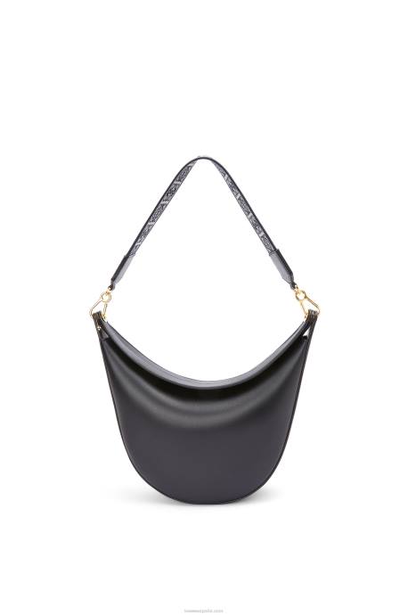 Loewe mujer bolso luna de piel de becerro satinada y jacquard LP64521 negro