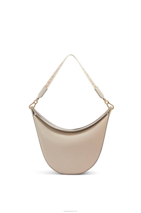 Loewe mujer bolso luna de piel de becerro satinada y jacquard LP64522 avena ligera