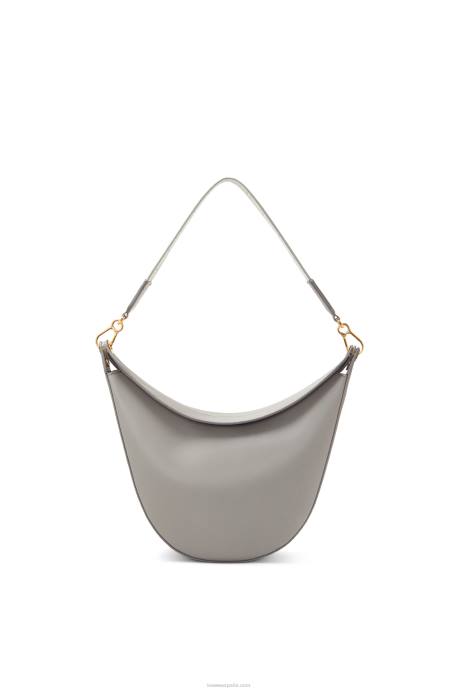 Loewe mujer bolso luna de piel de becerro satinada y jacquard LP64533 Perla gris