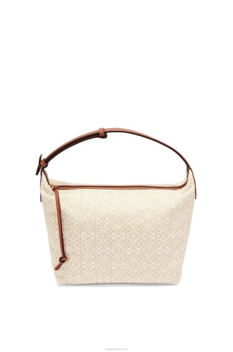 Loewe mujer Bolso cubi de jacquard anagrama y piel de becerro LP64464 crudo/bronceado