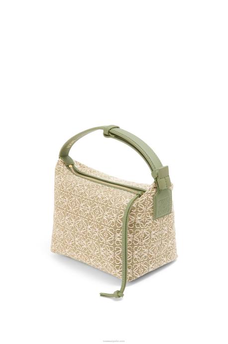 Loewe mujer bolso cubi pequeño de jacquard anagrama y piel de becerro LP64485 verde/verde aguacate