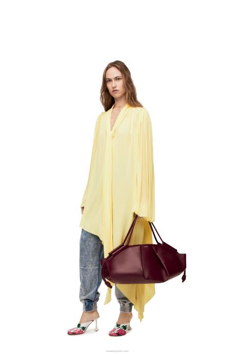 Loewe mujer Bolso xl paseo de piel de becerro napa brillante LP64415 borgoña