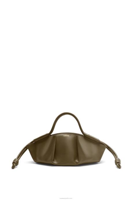 Loewe mujer bolso paseo pequeño de piel de becerro napa brillante LP64353 verde caqui oscuro