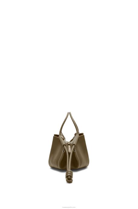 Loewe mujer bolso paseo pequeño de piel de becerro napa brillante LP64353 verde caqui oscuro