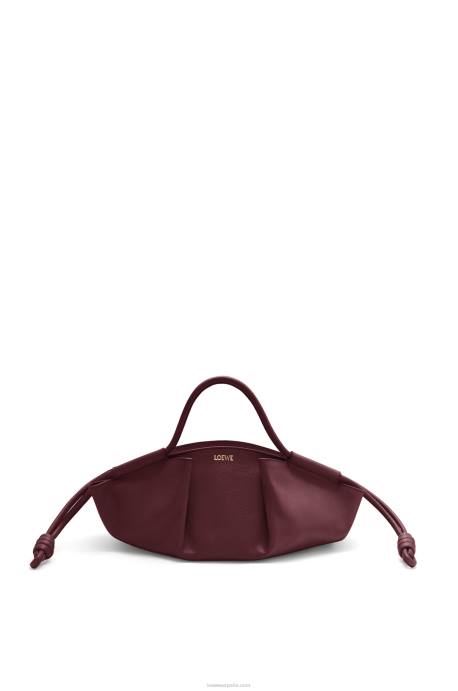 Loewe mujer bolso paseo pequeño de piel de becerro napa brillante LP64414 borgoña