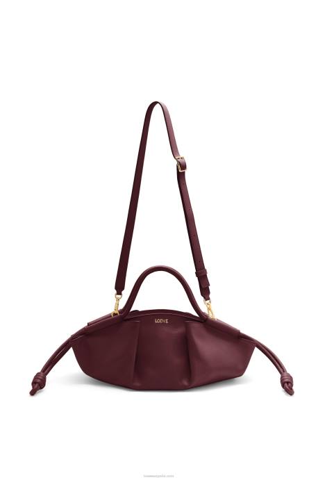 Loewe mujer bolso paseo pequeño de piel de becerro napa brillante LP64414 borgoña