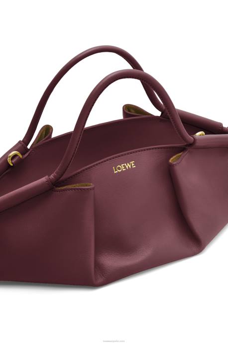Loewe mujer bolso paseo pequeño de piel de becerro napa brillante LP64414 borgoña