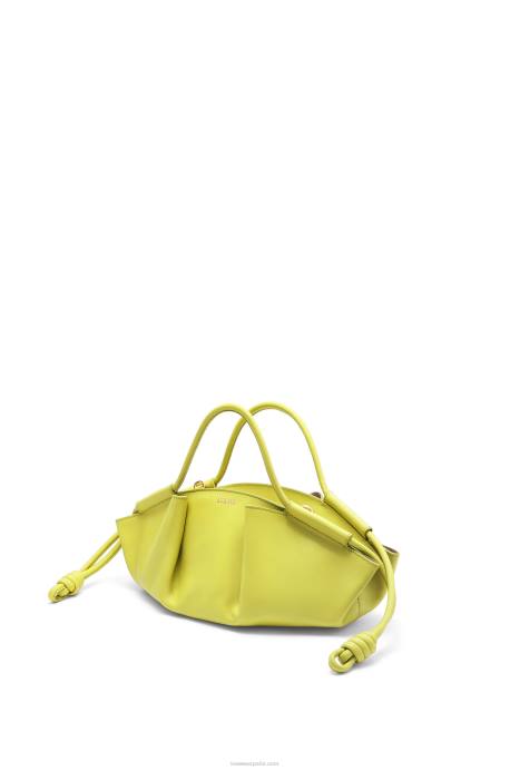 Loewe mujer bolso paseo pequeño de piel de becerro napa brillante LP64419 amarillo lima