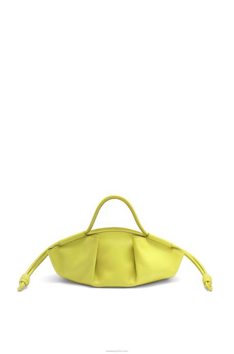 Loewe mujer bolso paseo pequeño de piel de becerro napa brillante LP64419 amarillo lima