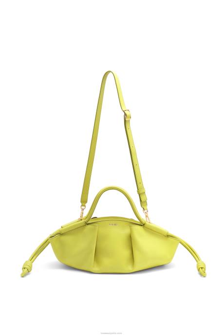 Loewe mujer bolso paseo pequeño de piel de becerro napa brillante LP64419 amarillo lima