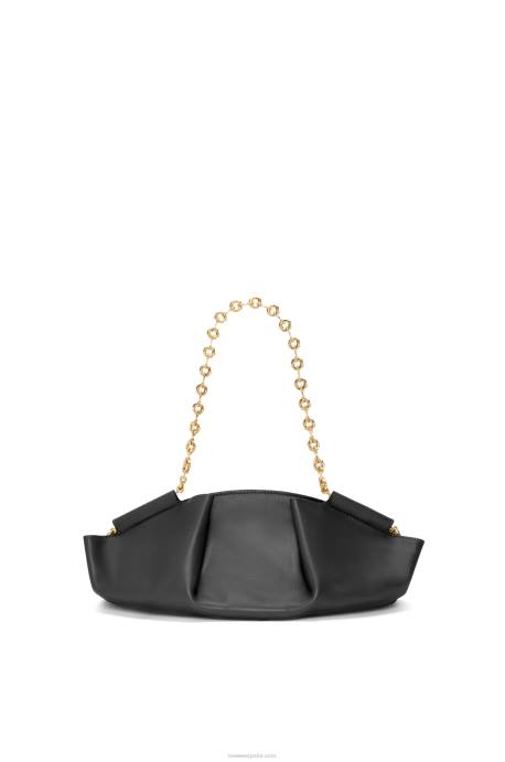 Loewe mujer bolso paseo pequeño de piel de becerro napa brillante con cadena LP64402 negro