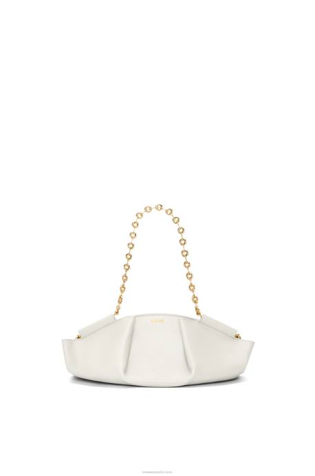 Loewe mujer bolso paseo pequeño de piel de becerro napa brillante con cadena LP64404 blanco suave