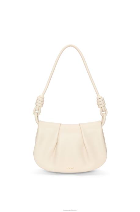 Loewe mujer bolso satchel paseo de piel de becerro napa brillante LP64336 angora