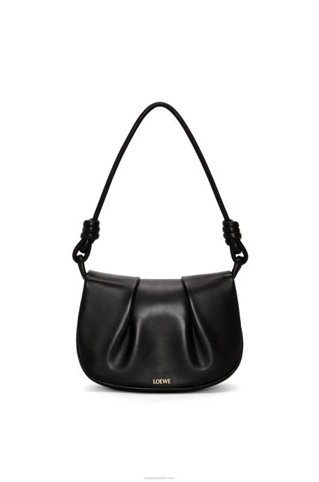 Loewe mujer bolso satchel paseo de piel de becerro napa brillante LP64337 negro