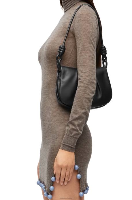 Loewe mujer bolso satchel paseo de piel de becerro napa brillante LP64337 negro