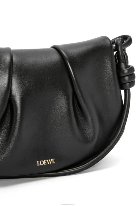 Loewe mujer bolso satchel paseo de piel de becerro napa brillante LP64337 negro