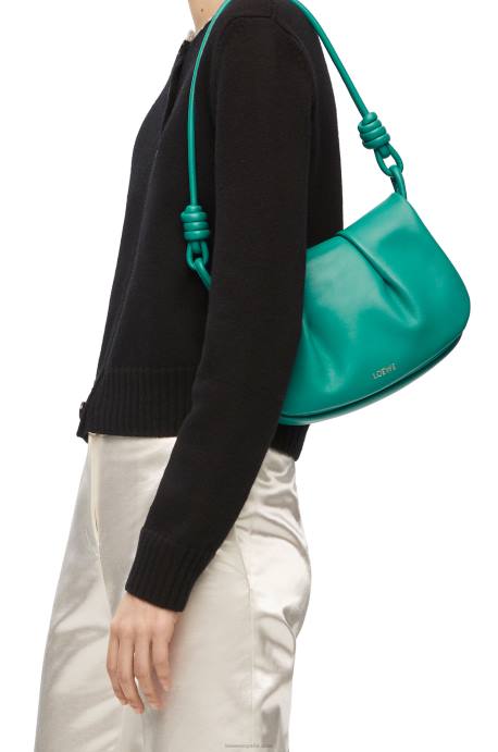Loewe mujer bolso satchel paseo de piel de becerro napa brillante LP64338 verde esmeralda