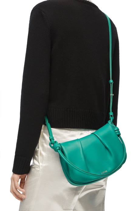 Loewe mujer bolso satchel paseo de piel de becerro napa brillante LP64338 verde esmeralda