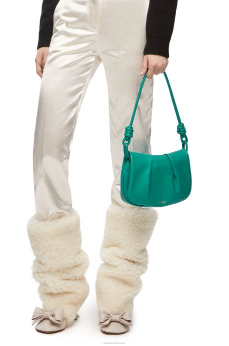 Loewe mujer bolso satchel paseo de piel de becerro napa brillante LP64338 verde esmeralda