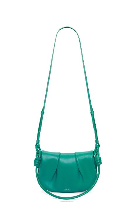 Loewe mujer bolso satchel paseo de piel de becerro napa brillante LP64338 verde esmeralda