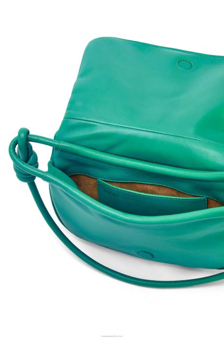 Loewe mujer bolso satchel paseo de piel de becerro napa brillante LP64338 verde esmeralda