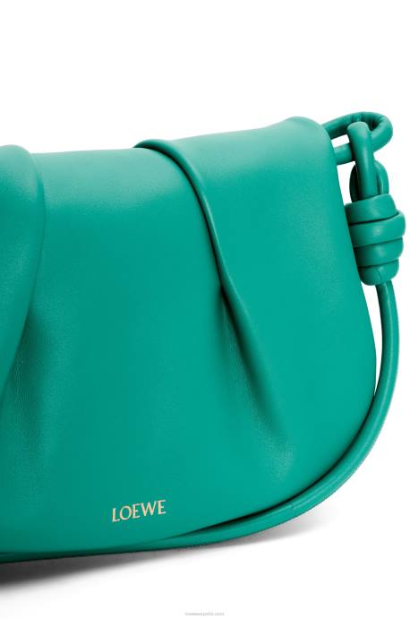 Loewe mujer bolso satchel paseo de piel de becerro napa brillante LP64338 verde esmeralda
