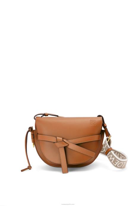 Loewe mujer bolso gate pequeño en suave piel de becerro y jacquard LP64254 broncearse