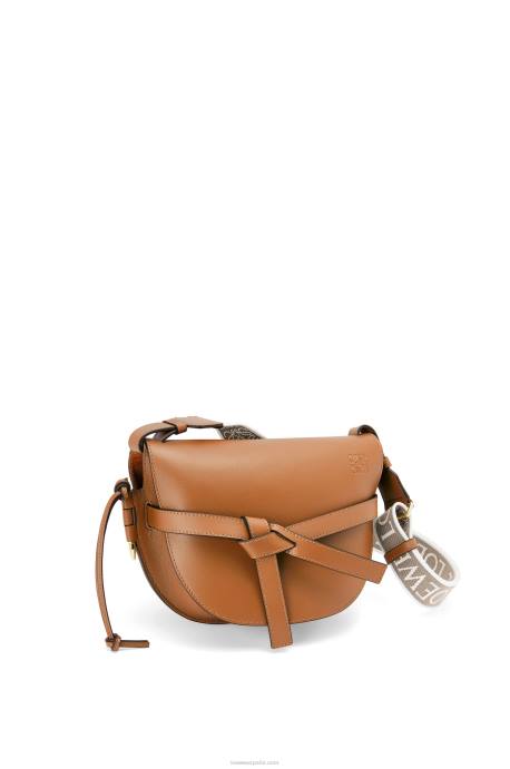 Loewe mujer bolso gate pequeño en suave piel de becerro y jacquard LP64254 broncearse
