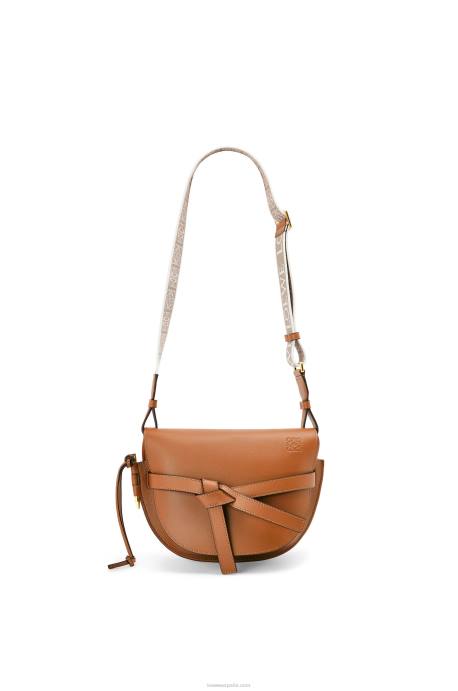 Loewe mujer bolso gate pequeño en suave piel de becerro y jacquard LP64254 broncearse
