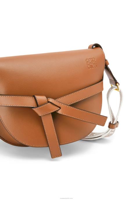 Loewe mujer bolso gate pequeño en suave piel de becerro y jacquard LP64254 broncearse