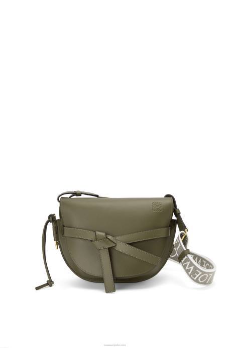 Loewe mujer bolso gate pequeño en suave piel de becerro y jacquard LP64256 verde otoño
