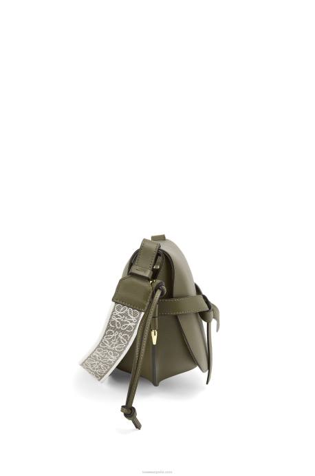 Loewe mujer bolso gate pequeño en suave piel de becerro y jacquard LP64256 verde otoño