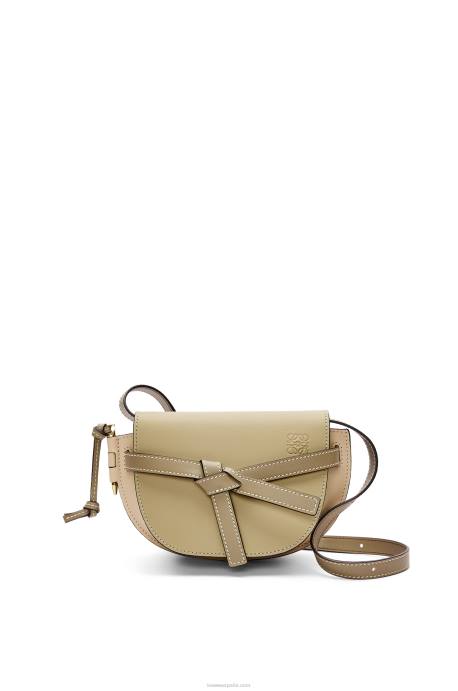 Loewe mujer bolso mini gate dual de piel de becerro suave LP64240 verde arcilla/beige empolvado