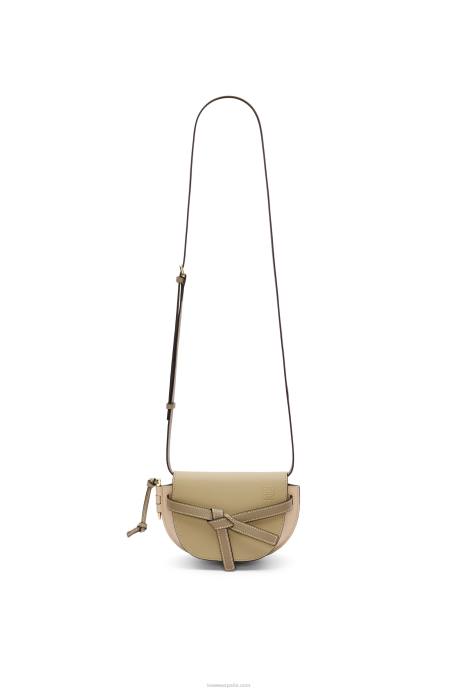 Loewe mujer bolso mini gate dual de piel de becerro suave LP64240 verde arcilla/beige empolvado