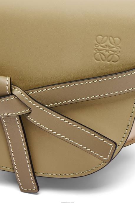 Loewe mujer bolso mini gate dual de piel de becerro suave LP64240 verde arcilla/beige empolvado