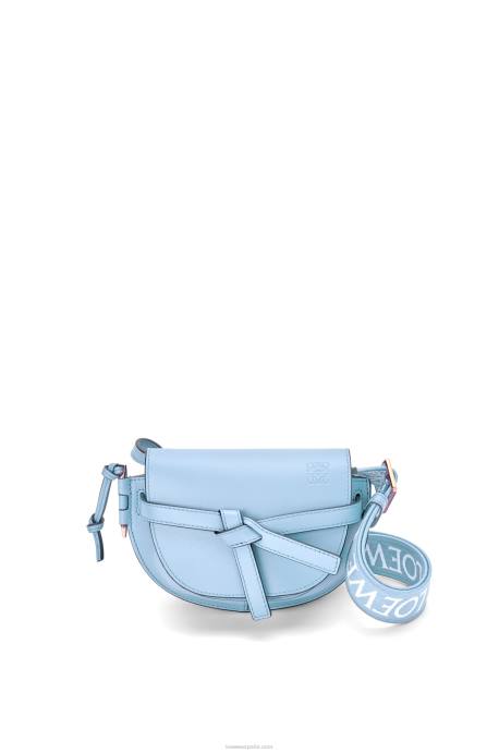 Loewe mujer bolso mini gate dual de suave piel de becerro y jacquard LP64194 azul polvoriento