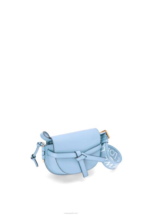 Loewe mujer bolso mini gate dual de suave piel de becerro y jacquard LP64194 azul polvoriento