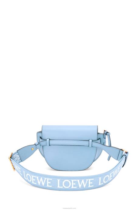 Loewe mujer bolso mini gate dual de suave piel de becerro y jacquard LP64194 azul polvoriento